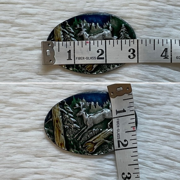 Vintage 1980s leaping deer Scene metal belt buckle - Picture 11 of 13